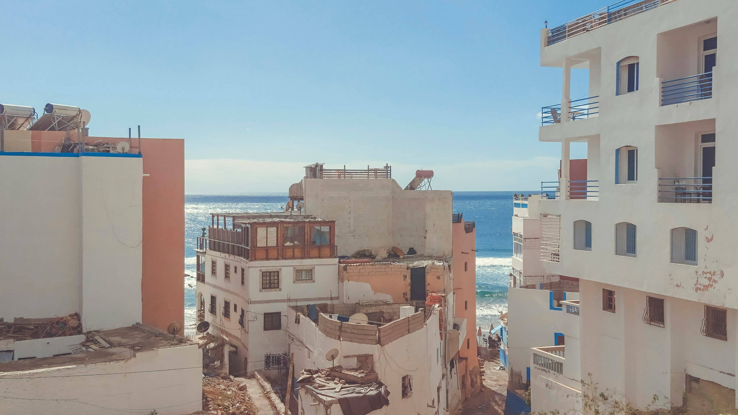 Aerial view of Taghazout on the Atlantic coast